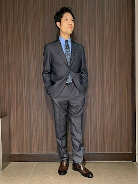 「TAKEO KIKUCHI（タケオキクチ）のアイテム（スーツセット）」を使った、TAKEO KIKUCHIさん（メンズ・173cm）の冬コーディネート