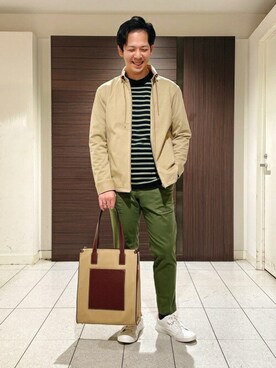 「TAKEO KIKUCHI（タケオキクチ）のアイテム（ブルゾン）」を使った、TAKEO KIKUCHIさん（メンズ・179cm）の春コーディネート