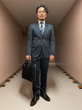 「TAKEO KIKUCHI（タケオキクチ）のアイテム（スーツセット）」を使った、TAKEO KIKUCHIさん（メンズ・173cm）の春コーディネート