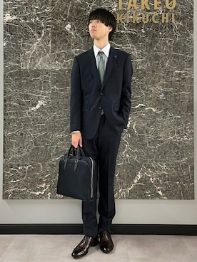 「TAKEO KIKUCHI（タケオキクチ）のアイテム（スーツセット）」を使った、TAKEO KIKUCHIさん（メンズ・183cm）の春コーディネート