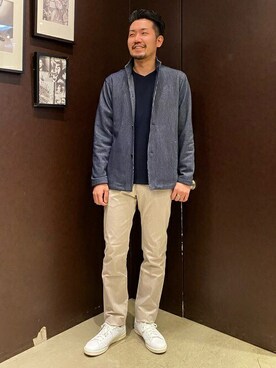 「TAKEO KIKUCHI（タケオキクチ）のアイテム（ブルゾン）」を使った、TAKEO KIKUCHIさん（メンズ・175cm）の春コーディネート
