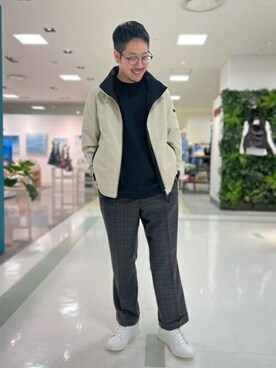 「TAKEO KIKUCHI（タケオキクチ）のアイテム（ブルゾン）」を使った、TAKEO KIKUCHIさん（メンズ・173cm）の春コーディネート