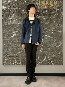 「TAKEO KIKUCHI（タケオキクチ）のアイテム（ブルゾン）」を使った、TAKEO KIKUCHIさん（メンズ・183cm）の春コーディネート