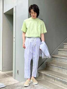 「TAKEO KIKUCHI（タケオキクチ）のアイテム（スーツパンツ）」を使った、TAKEO KIKUCHIさん（メンズ・172cm）の夏コーディネート