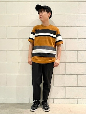 「TAKEO KIKUCHI（タケオキクチ）のアイテム（帽子）」を使った、TAKEO KIKUCHIさん（メンズ・162cm）の夏コーディネート