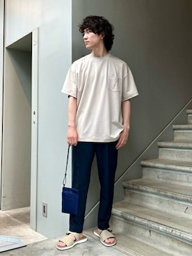 「TAKEO KIKUCHI（タケオキクチ）のアイテム（スーツパンツ）」を使った、TAKEO KIKUCHIさん（メンズ・172cm）の夏コーディネート