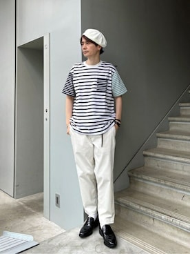 「TAKEO KIKUCHI（タケオキクチ）のアイテム（シューズ）」を使った、TAKEO KIKUCHIさん（メンズ・176cm）の夏コーディネート