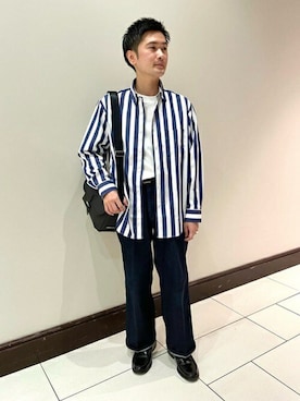 「TAKEO KIKUCHI（タケオキクチ）のアイテム（バッグ）」を使った、TAKEO KIKUCHIさん（メンズ・165cm）の夏コーディネート