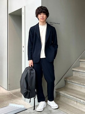 「TAKEO KIKUCHI（タケオキクチ）のアイテム（バッグ）」を使った、TAKEO KIKUCHIさん（メンズ・172cm）の秋コーディネート