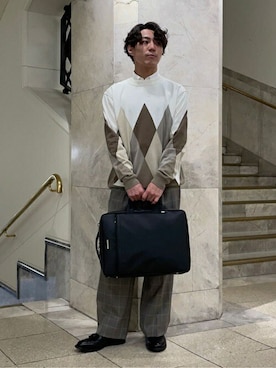 「TAKEO KIKUCHI（タケオキクチ）のアイテム（バッグ）」を使った、TAKEO KIKUCHIさん（メンズ・165cm）の秋コーディネート