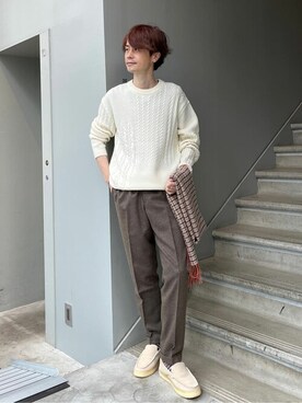 「TAKEO KIKUCHI（タケオキクチ）のアイテム（シューズ）」を使った、TAKEO KIKUCHIさん（メンズ・176cm）の冬コーディネート