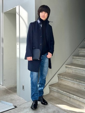 「TAKEO KIKUCHI（タケオキクチ）のアイテム（その他アウター）」を使った、TAKEO KIKUCHIさん（メンズ・172cm）の冬コーディネート