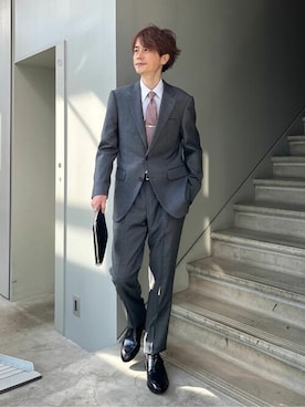 「TAKEO KIKUCHI（タケオキクチ）のアイテム（スーツセット）」を使った、TAKEO KIKUCHIさん（メンズ・176cm）の冬コーディネート