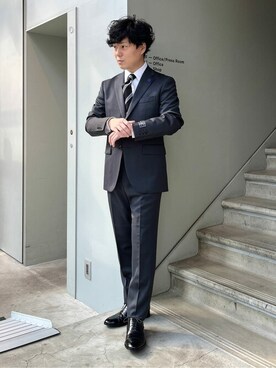 「TAKEO KIKUCHI（タケオキクチ）のアイテム（スーツセット）」を使った、TAKEO KIKUCHIさん（メンズ・165cm）の冬コーディネート