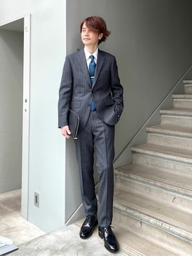 「TAKEO KIKUCHI（タケオキクチ）のアイテム（スーツセット）」を使った、TAKEO KIKUCHIさん（メンズ・176cm）の春コーディネート
