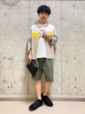 「TAKEO KIKUCHI（タケオキクチ）のアイテム（バッグ）」を使った、TAKEO KIKUCHIさん（メンズ・167cm）の夏コーディネート