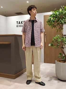 「TAKEO KIKUCHI（タケオキクチ）のアイテム」を使った、TAKEO KIKUCHIさん（メンズ・173cm）の夏コーディネート