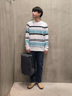 「TAKEO KIKUCHI（タケオキクチ）のアイテム（バッグ）」を使った、TAKEO KIKUCHIさん（メンズ・168cm）の秋コーディネート