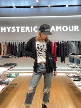 「HYSTERIC GLAMOUR（ヒステリックグラマー）のSNAKE LOOP 8分丈クラッシュデニムパンツ（デニムパンツ）」を使った、Ayakaさん（レディース・161cm）の秋コーディネート