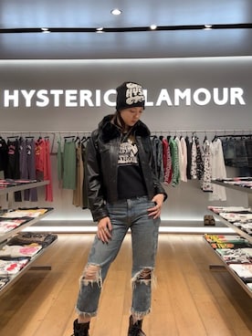 「HYSTERIC GLAMOUR（ヒステリックグラマー）のSNAKE LOOP 8分丈クラッシュデニムパンツ（デニムパンツ）」を使った、Ayakaさん（レディース・161cm）の秋コーディネート