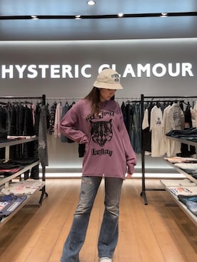 「HYSTERIC GLAMOUR（ヒステリックグラマー）のLEOPARD柄 リバーシブルスウェットパンツ（スウェットパンツ、その他）」を使った、Ayakaさん（レディース・161cm）の春コーディネート