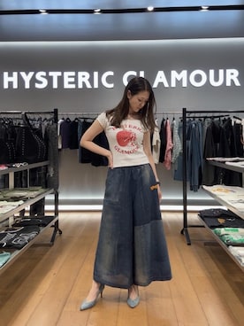 「HYSTERIC GLAMOUR（ヒステリックグラマー）のSTRAWBERRY FREAK チビTシャツ（Tシャツ/カットソー、ホワイト系）」を使った、Ayakaさん（レディース・161cm）の夏コーディネート