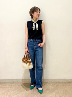 「アイテム（パンプス、グリーン系）」を使った、kobaさん（レディース・157cm）の夏コーディネート
