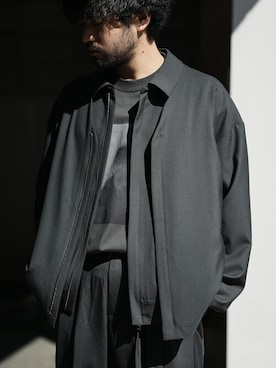 「ATTACHMENT（アタッチメント）のアイテム（ノーカラージャケット）」を使った、SHUさん（メンズ・170cm）の春コーディネート