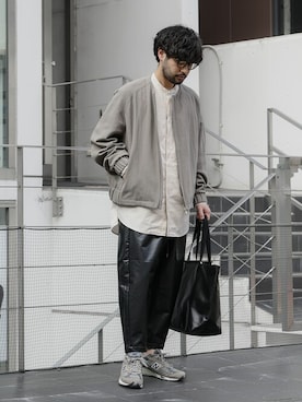 「ATTACHMENT（アタッチメント）のアイテム（ノーカラージャケット）」を使った、SHUさん（メンズ・170cm）の春コーディネート