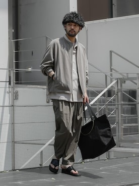 「ATTACHMENT（アタッチメント）のアイテム（ノーカラージャケット）」を使った、SHUさん（メンズ・170cm）の春コーディネート