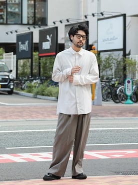 「ATTACHMENT（アタッチメント）のセルフレーム　サングラス（サングラス）」を使った、SHUさん（メンズ・170cm）の夏コーディネート