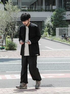 「ATTACHMENT（アタッチメント）のセルフレーム　サングラス（サングラス）」を使った、SHUさん（メンズ・170cm）の秋コーディネート
