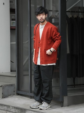 Attachment アタッチメント メンズ のカーディガン ボレロ オレンジ 橙色系 コーディネート Zozotown