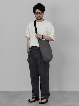 「ATTACHMENT（アタッチメント）のセルフレーム　サングラス（サングラス）」を使った、SHUさん（メンズ・170cm）の夏コーディネート