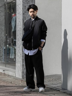 「ATTACHMENT（アタッチメント）のコットンツイル ハイカット トレーナーズ / CO TWILL HIGH CUT TRAINERS（スニーカー）」を使った、SHUさん（メンズ・170cm）の秋コーディネート