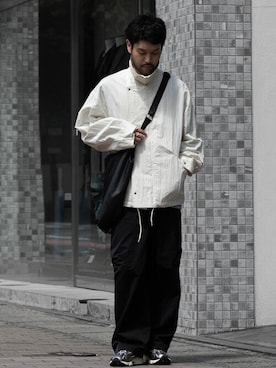 「アイテム（ミリタリージャケット、ホワイト系）」を使った、SHUさん（メンズ・170cm）の夏コーディネート