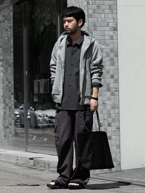 PE/RY ストレッチトロピカル オーバーサイズドオープンカラー L/S