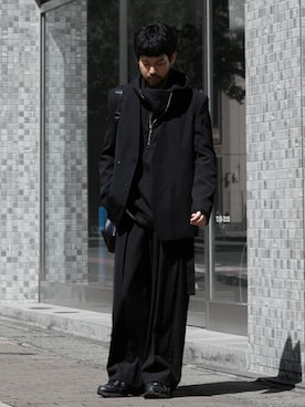 「パーカー」｜「アイテム（ノーカラージャケット）」を使った、SHUさん（メンズ・170cm）の秋コーディネート