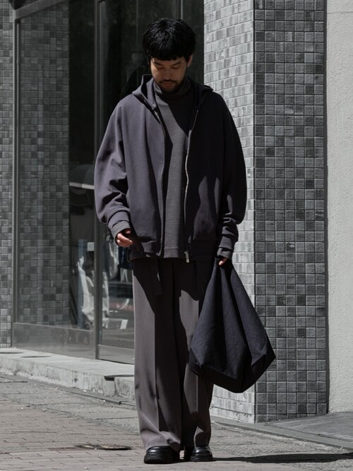 NEU-IN 22SS ベルテッドウエストトラウザー セール】PE ストレッチツイル ベルテッド ワイドフィット