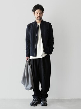 「ATTACHMENT（アタッチメント）のアイテム（MA-1）」を使った、SHUさん（メンズ・170cm）の秋コーディネート