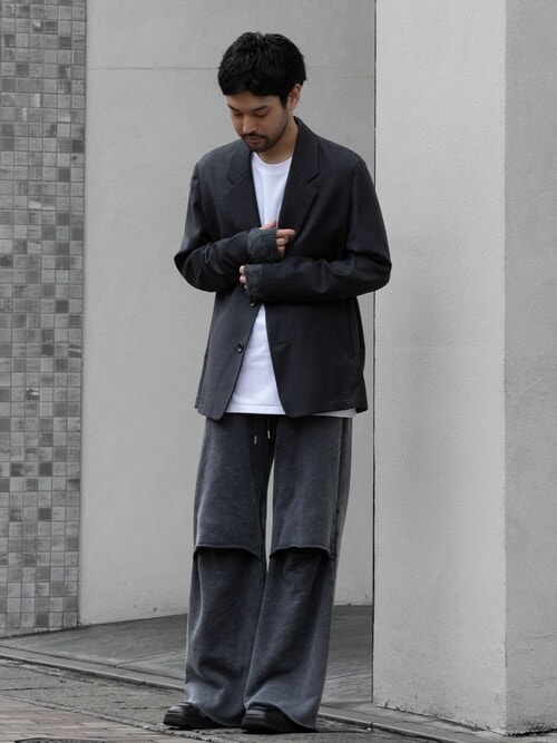 ウォッシャブル WO/PE ストレッチサキソニー オーバーサイズド ライト