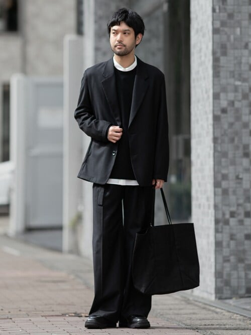 ウォッシャブル WO/PE ストレッチサキソニー オーバーサイズド ライト