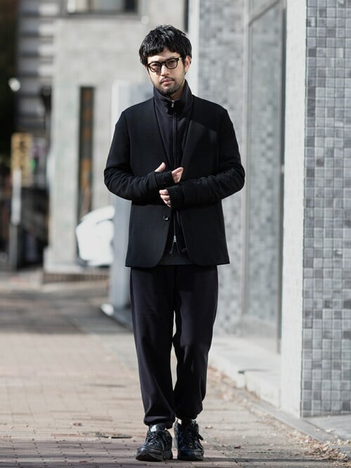 PE ストレッチダブルクロス カラーレスジャケット / PE STRETCH DOUBLE CLOTH COLLARLESS JACKET