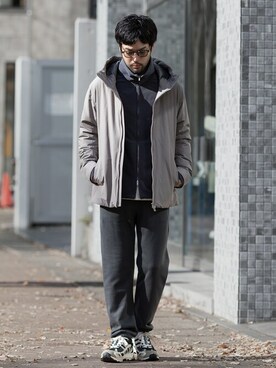 「ATTACHMENT（アタッチメント）のアイテム（ブルゾン）」を使った、SHUさん（メンズ・170cm）の冬コーディネート