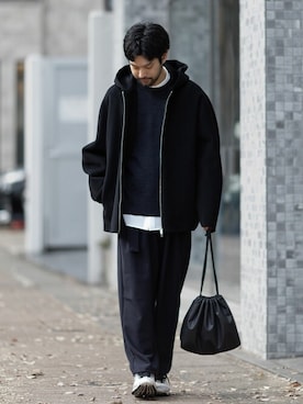 「ATTACHMENT（アタッチメント）のアイテム（ブルゾン）」を使った、SHUさん（メンズ・170cm）の冬コーディネート