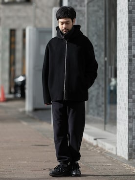 「ATTACHMENT（アタッチメント）のアイテム（ブルゾン）」を使った、SHUさん（メンズ・170cm）の冬コーディネート
