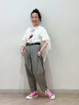 「BEAMS BOY（ビームスボーイ）のBEAMS BOY / 2WAY レース アームカバー（付け襟）」を使った、BEAMS BOYさん（レディース・153cm）の夏コーディネート