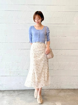 「JILL by JILL STUART（ジルバイジルスチュアート）のアイテム（カーディガン/ボレロ）」を使った、JILL by JILL STUART STAFFさん（レディース・158cm）の夏コーディネート