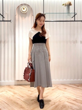 「アイテム（トートバッグ、レッド系）」を使った、JILL by JILL STUART STAFFさん（レディース・160cm）の夏コーディネート