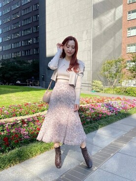 「JILL by JILL STUART（ジルバイジルスチュアート）のアイテム（カーディガン/ボレロ）」を使った、JILL by JILL STUART STAFFさん（レディース・160cm）の秋コーディネート